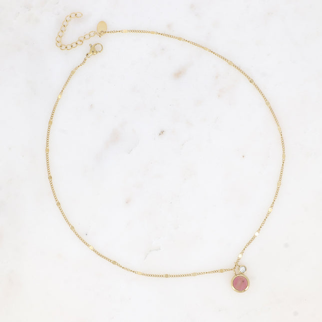 Collier Edna - pampille ronde, pierre naturelle