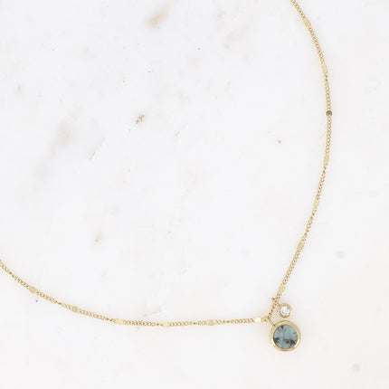 Collier Edna - pampille ronde, pierre naturelle