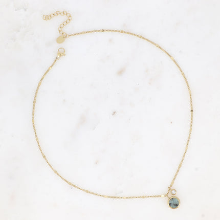 Collier Edna - pampille ronde, pierre naturelle