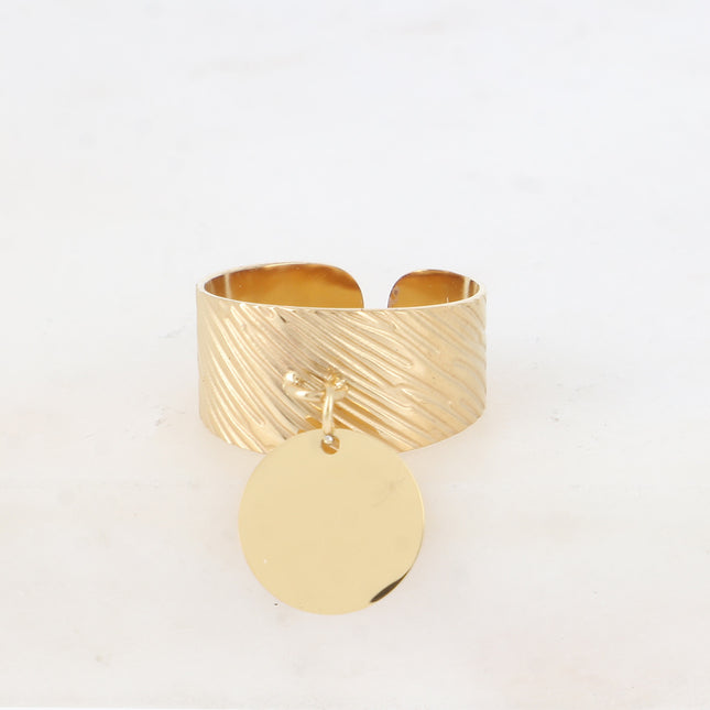 Bague - effet zébré avec pampille ronde plate