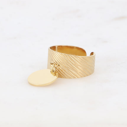 Bague - effet zébré avec pampille ronde plate