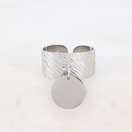 Bague - effet zébré avec pampille ronde plate