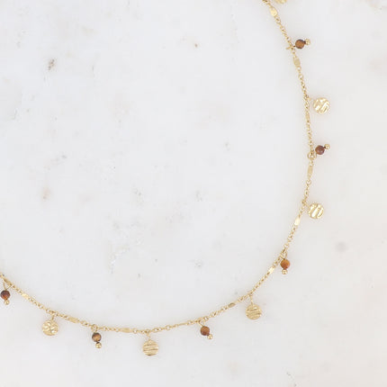 Collier Thaly - pampilles rondes texturées et pierres naturelles