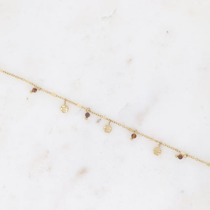 Bracelet Thaly - pampilles rondes texturées et pierres naturelles