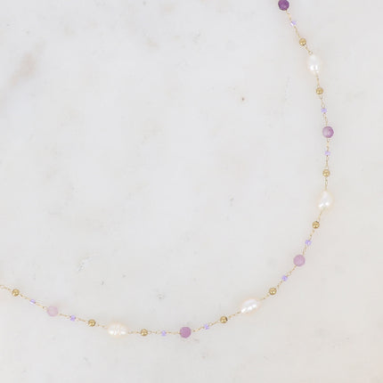 Collier Brigitta - perles rocailles, pierres naturelles