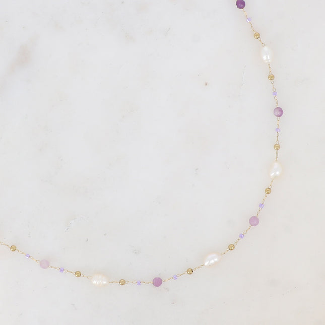 Collier Brigitta - perles rocailles, pierres naturelles