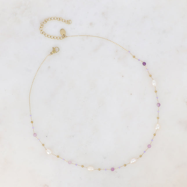 Collier Brigitta - perles rocailles, pierres naturelles