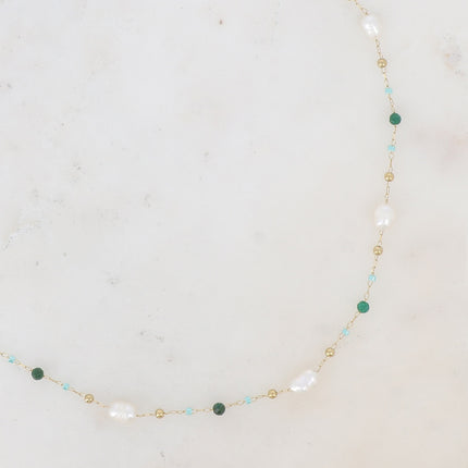 Collier Brigitta - perles rocailles, pierres naturelles