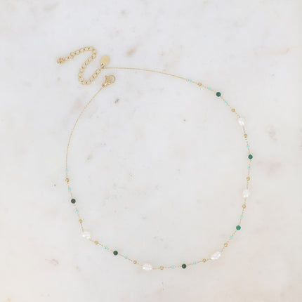 Collier Brigitta - perles rocailles, pierres naturelles