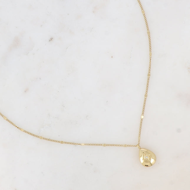 Collier Belita - pendentif goutte avec étoile gravée et oxyde de zirconium