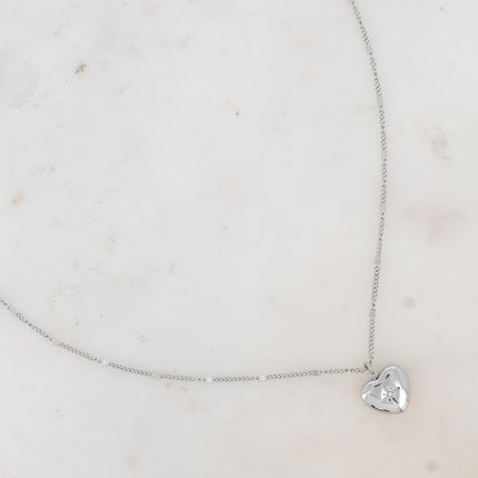 Collier Myra - pendentif coeur avec étoile gravée et oxyde de zirconium
