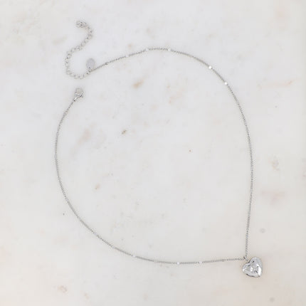 Collier Myra - pendentif coeur avec étoile gravée et oxyde de zirconium