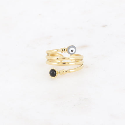 Bague large Nérina - oeil en émail et acétate rond