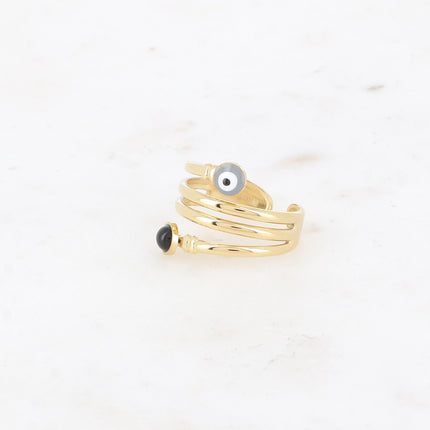 Bague large Nérina - oeil en émail et acétate rond