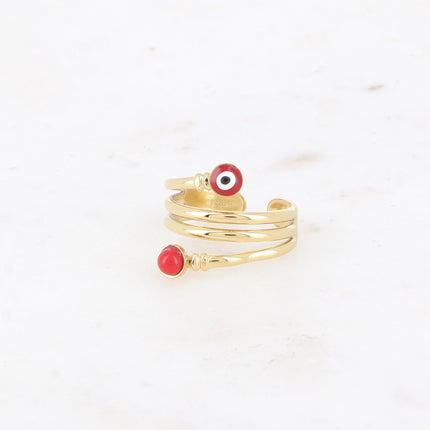 Bague large Nérina - oeil en émail et acétate rond