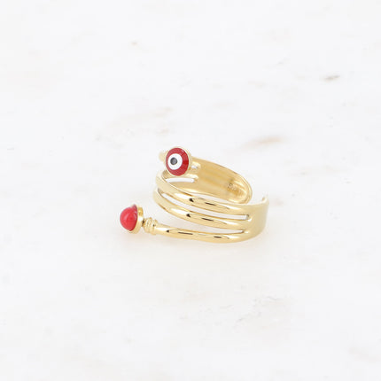 Bague large Nérina - oeil en émail et acétate rond