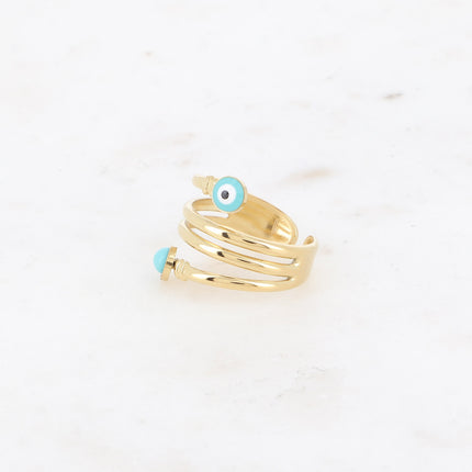 Bague large Nérina - oeil en émail et acétate rond