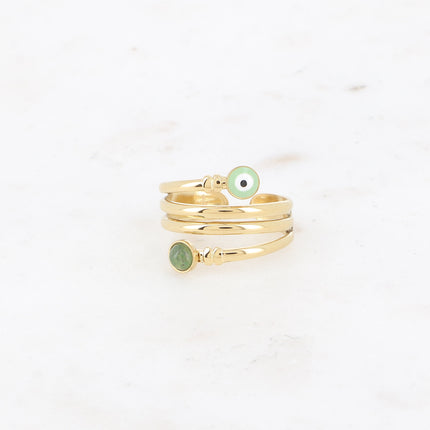 Bague large Nérina - oeil en émail et acétate rond