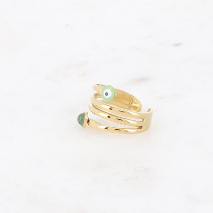 Bague large Nérina - oeil en émail et acétate rond