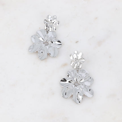 Boucles pendantes - motif floral texturé