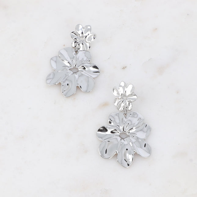 Boucles pendantes - motif floral texturé