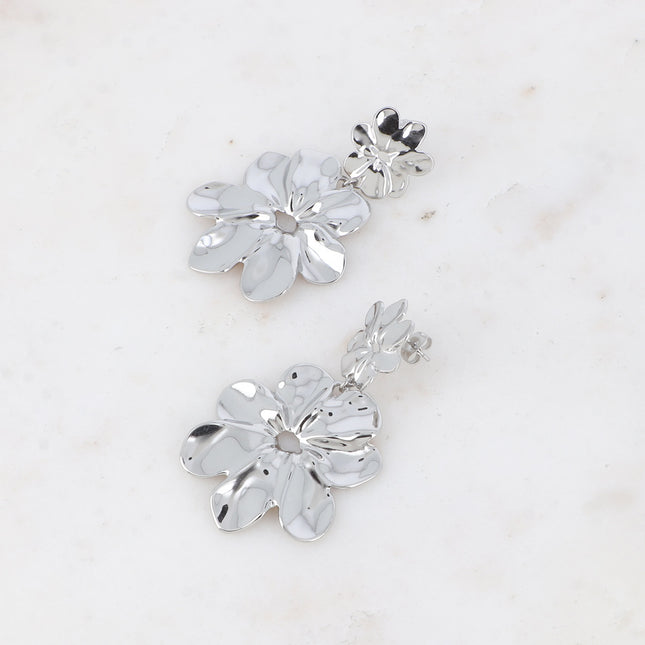Boucles pendantes - motif floral texturé
