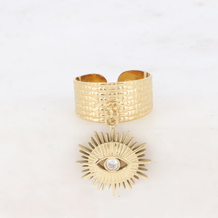 Bague - pampille soleil et oxyde de zirconium