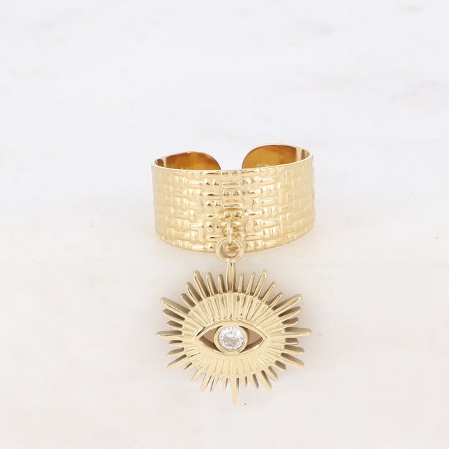 Bague - pampille soleil et oxyde de zirconium