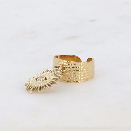 Bague - pampille soleil et oxyde de zirconium