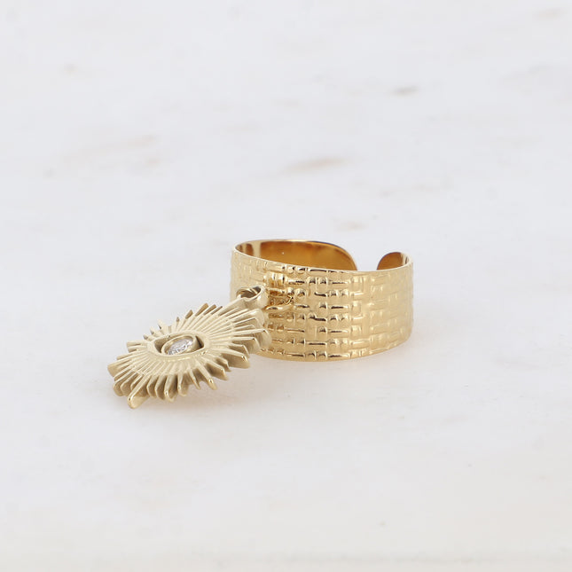 Bague - pampille soleil et oxyde de zirconium