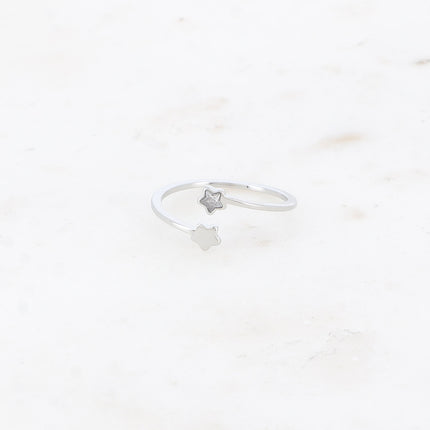 Bague - double étoile et oxyde de zirconium