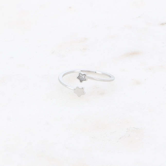 Bague - double étoile et oxyde de zirconium