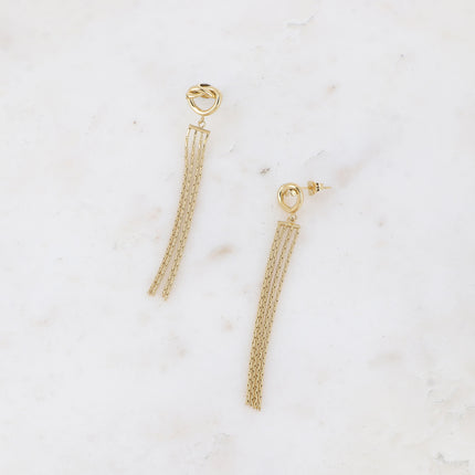 Telia dangling earrings - knot and Venetian mesh