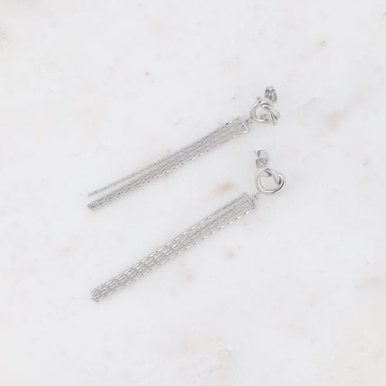 Telia dangling earrings - knot and Venetian mesh