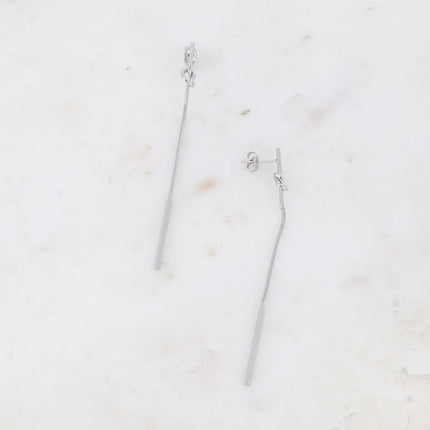 Dangling earrings - knot, cylinder and snake chain