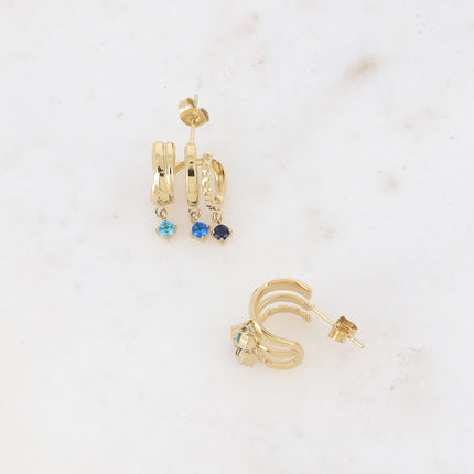 Boucles - 3 anneaux, 3 cristaux ronds