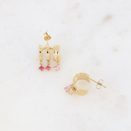 Boucles - 3 anneaux, 3 cristaux ronds