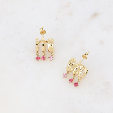 Boucles - 3 anneaux, 3 cristaux ronds