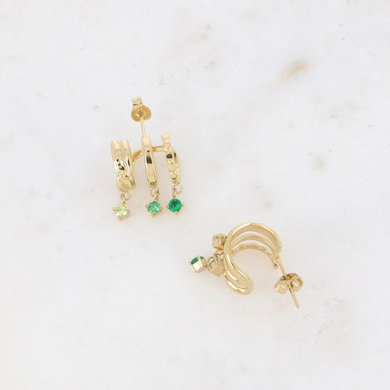 Boucles - 3 anneaux, 3 cristaux ronds
