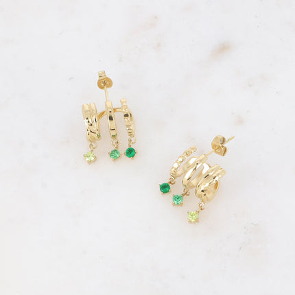 Boucles - 3 anneaux, 3 cristaux ronds