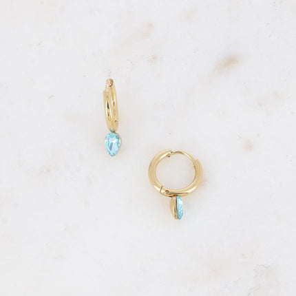 Mini hoop earrings - small crystal drop