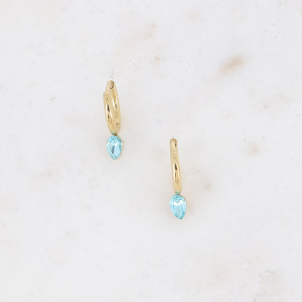 Mini hoop earrings - small crystal drop