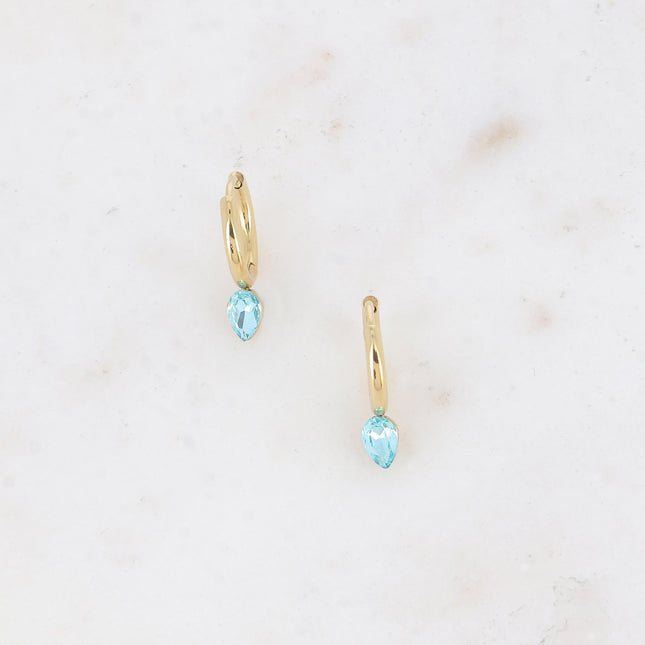 Mini créoles - petit cristal goutte
