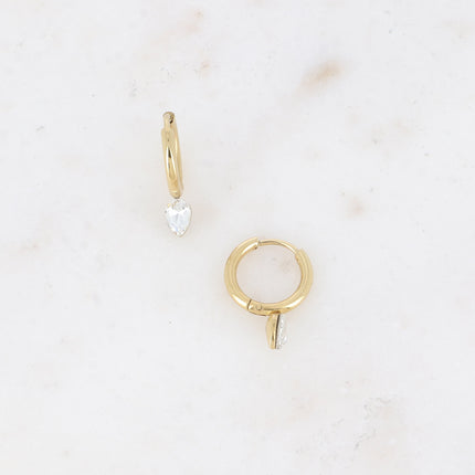 Mini hoop earrings - small crystal drop