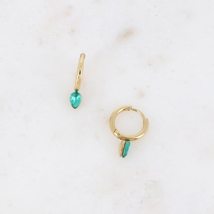 Mini hoop earrings - small crystal drop