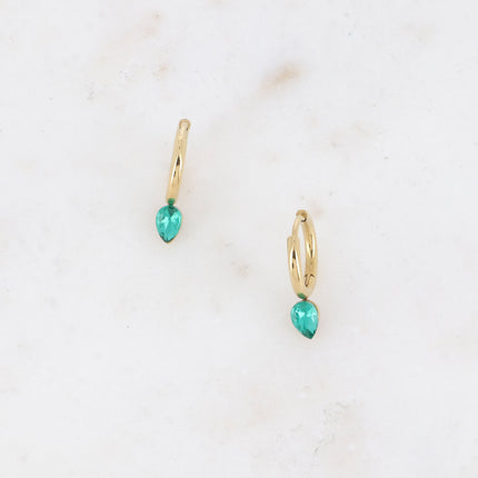 Mini hoop earrings - small crystal drop