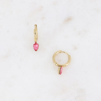 Mini hoop earrings - small crystal drop