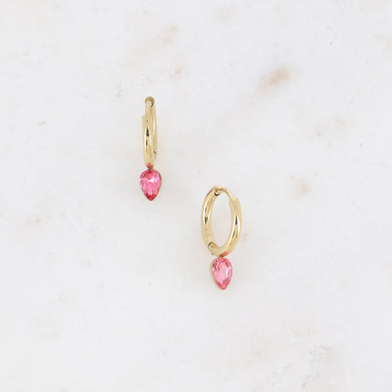 Mini hoop earrings - small crystal drop