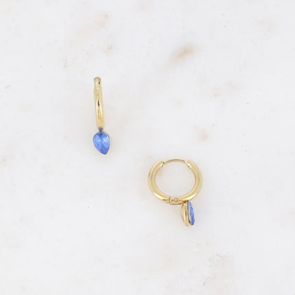 Mini hoop earrings - small crystal drop