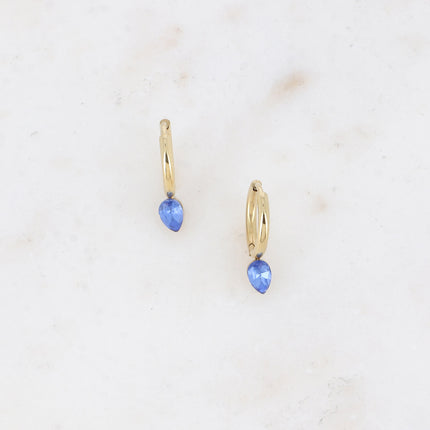 Mini hoop earrings - small crystal drop